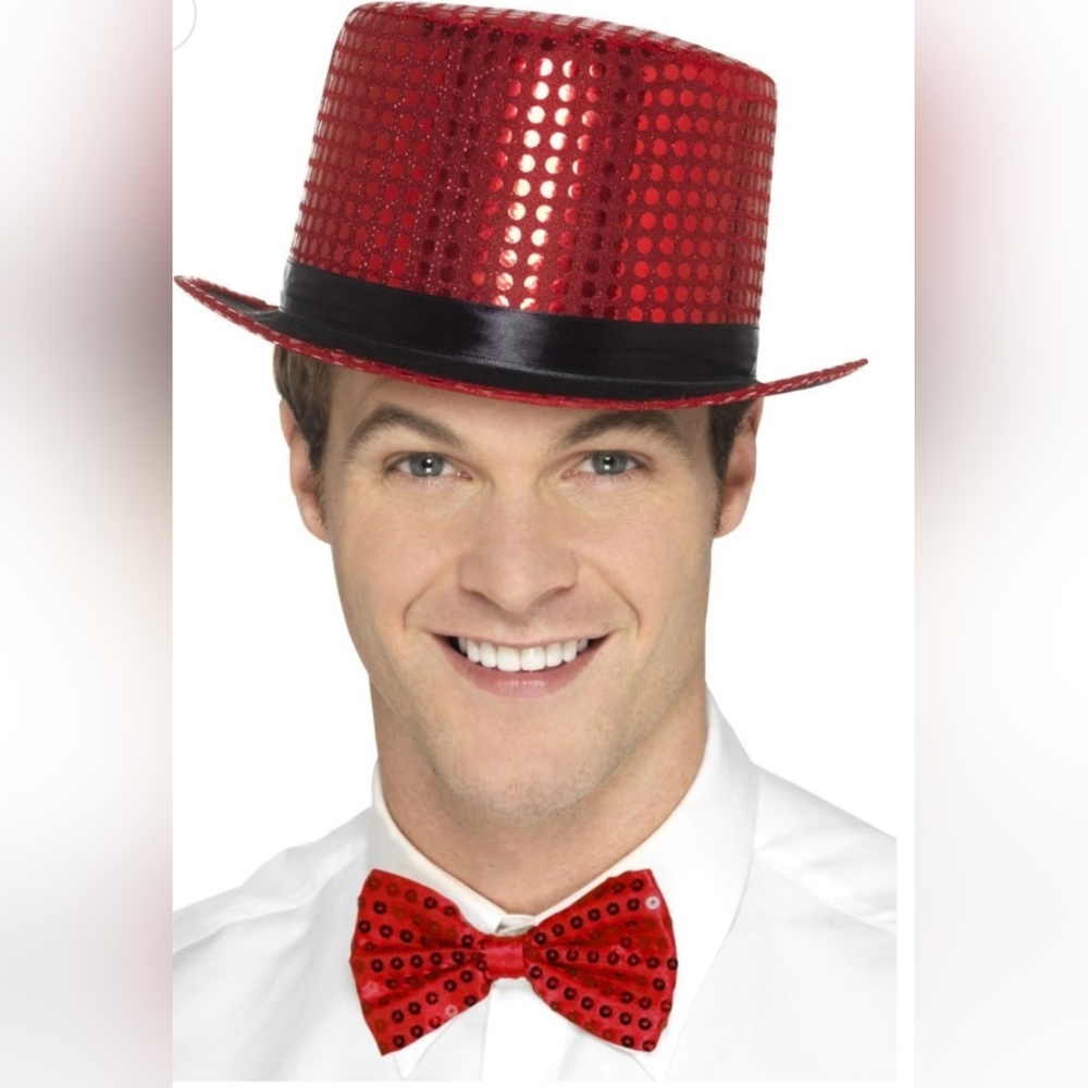 NWT! Smiffy's Unisex Red Sequined Top Hat